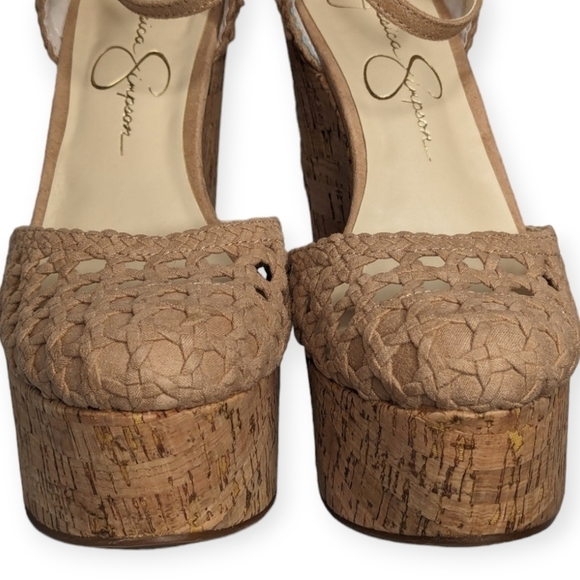 Jessica Simpson Marshela Ankle-Strap Platform Wedge Sandals Beige Size 5.5M/6M - Picture 7 of 12